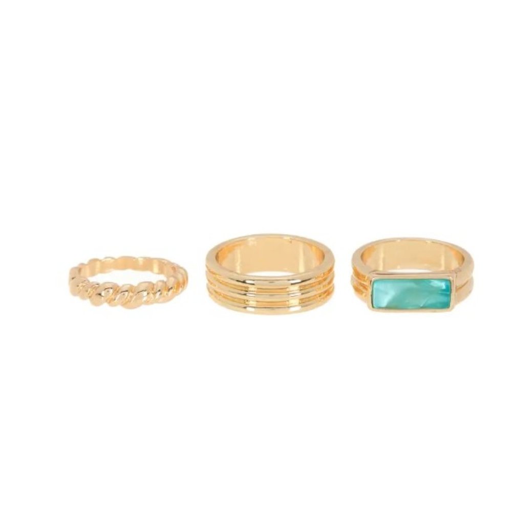 Nordstrom 14KGP Set of 3 Mixed Texture Rings